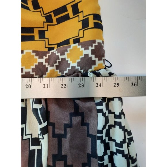 Torrid womens strapless halter short mini dress gold brown geo lined size 26 - Picture 6 of 13